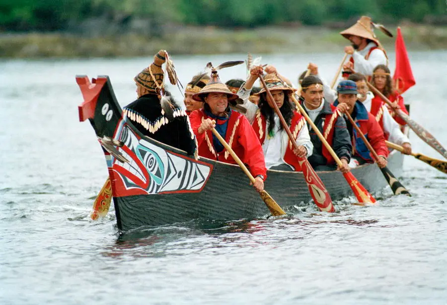 Heiltsuk people and one of their boats