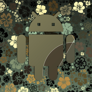 A robot on a floral background